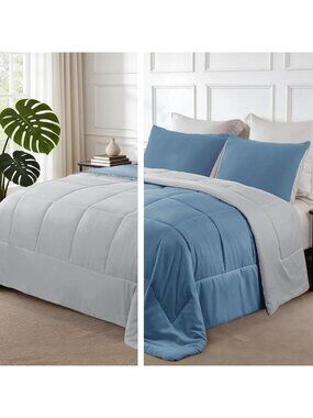 Lightweight Reversible California King Comforter Set, Down Alternative, 2 Pillow